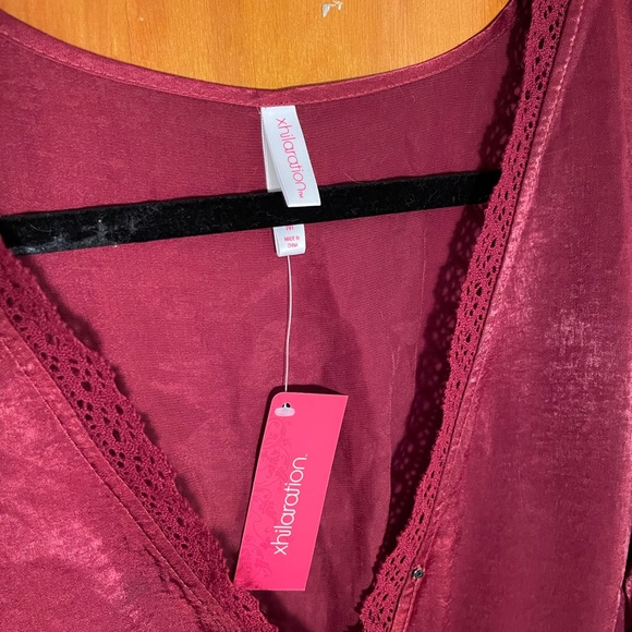 CLOSET CLEAN OUT *last chance Xhilaration Satin long Sleeve Wrap Dress NWT - Picture 2 of 5